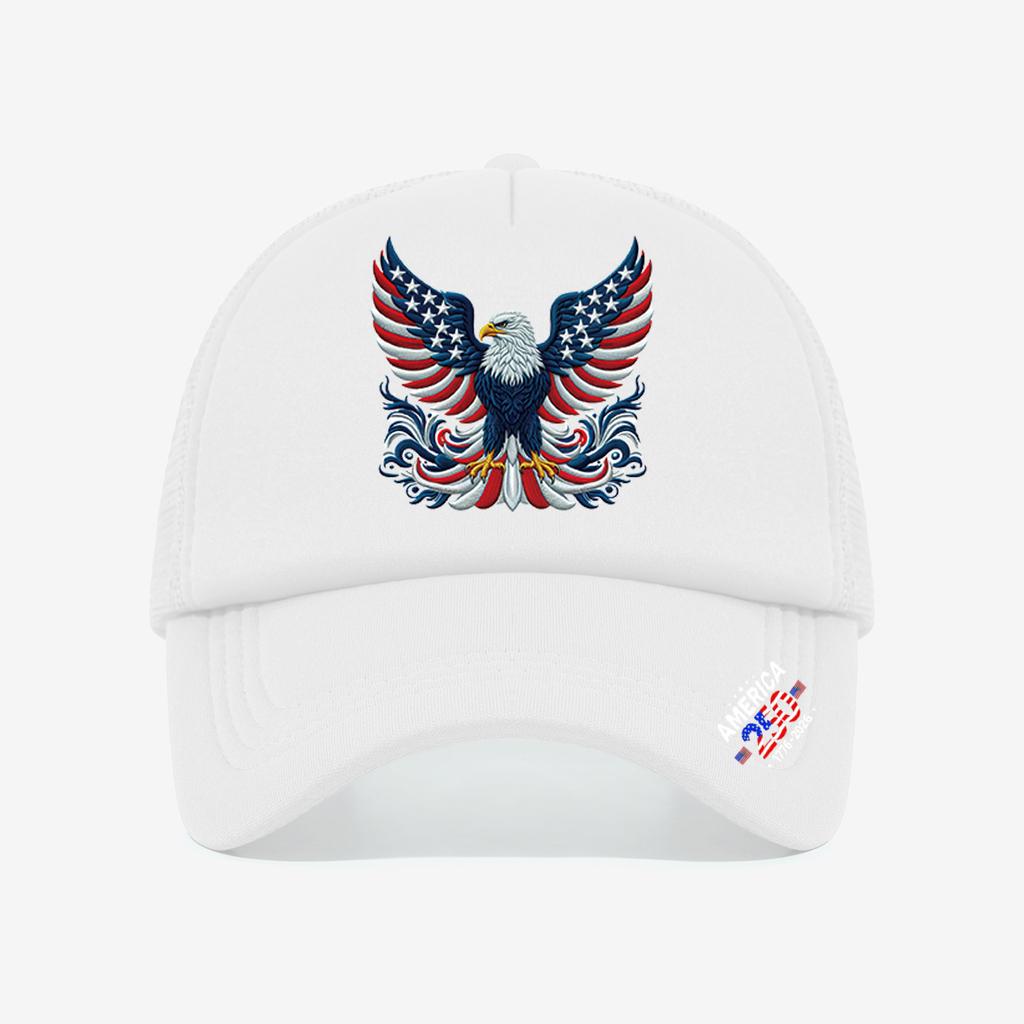 1PC Ornate 250th America Trucker Hat, Symmetric Eagle Print, Streetwear Cap for Patriotic Fans