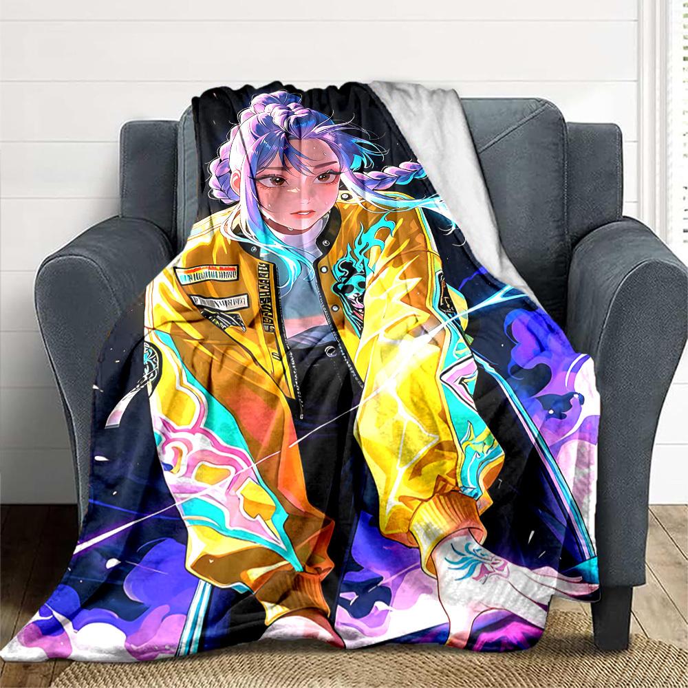 1pc KPop Demon Hunters Cozy Print Blanket Lightweight Warm Flannel Throw Blanket For Sofa, Bed, Living Room
