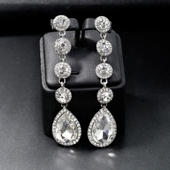 1 pereche de cercei cu strasuri, strălucitori, fără iritații, rezistenti la rugină, care se potrivesc la modă, cercei cu farmec, accesorii pentru bijuterii