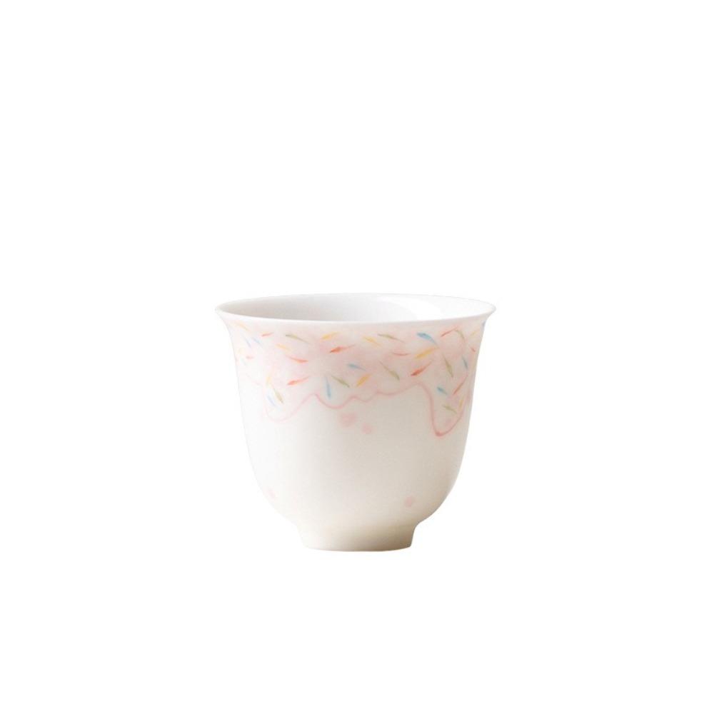 

Jade Clay Teacup Hand Painted Pink Crystal Glaze Ceramic Gongfu Tea Set Chinese Style Small Cup for Home Brewing Gift