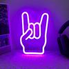 Attivolife Rock Hand Shaped Neon Light, Gamer Wall Decor LED Purple Neon Signs, USB Powered for Bar Christmas Birthday Home Party Gifts