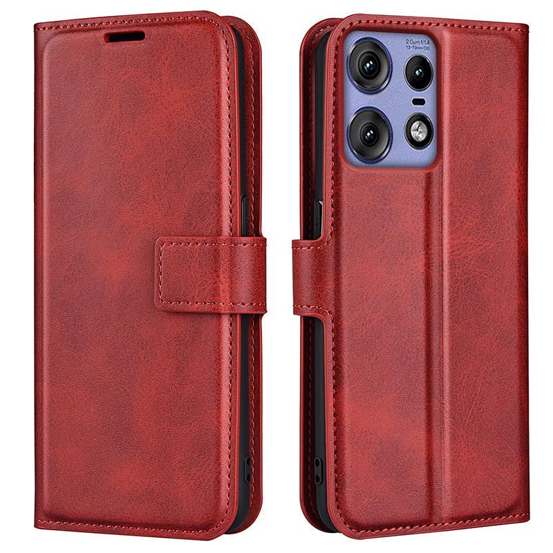 Für Motorola Edge 50 Pro 5G Hülle Klassische Kalbslederstruktur Horizontal aufklappbare Handyhülle