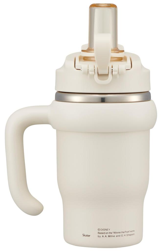 Skater Straw with Direct Disney Winnie the Simple Tumbler, 570ml, Insulated, Cold/Hot, Handle, 2-Way, Drinking, Pooh, Logo, STSTB6-A