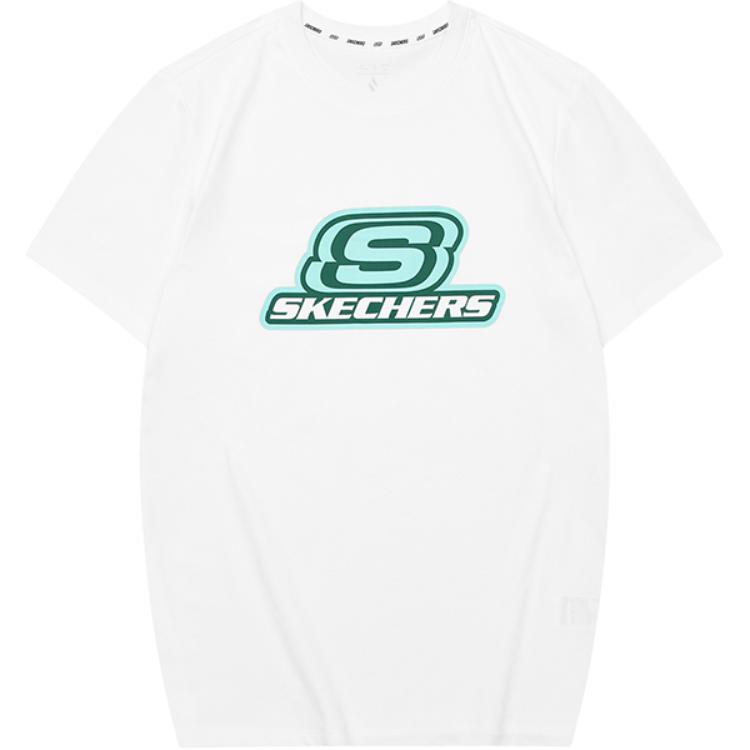 Skechers Simple Printed Casual Round Neck Pullover Short Sleeve T-Shirt Men Tops Bright-White L224U130-0019 L