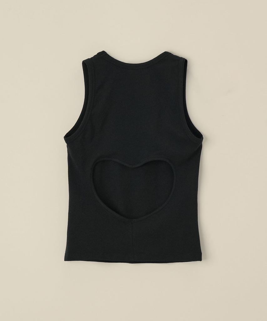 Limekeu Back Heart Sleeveless Top Black