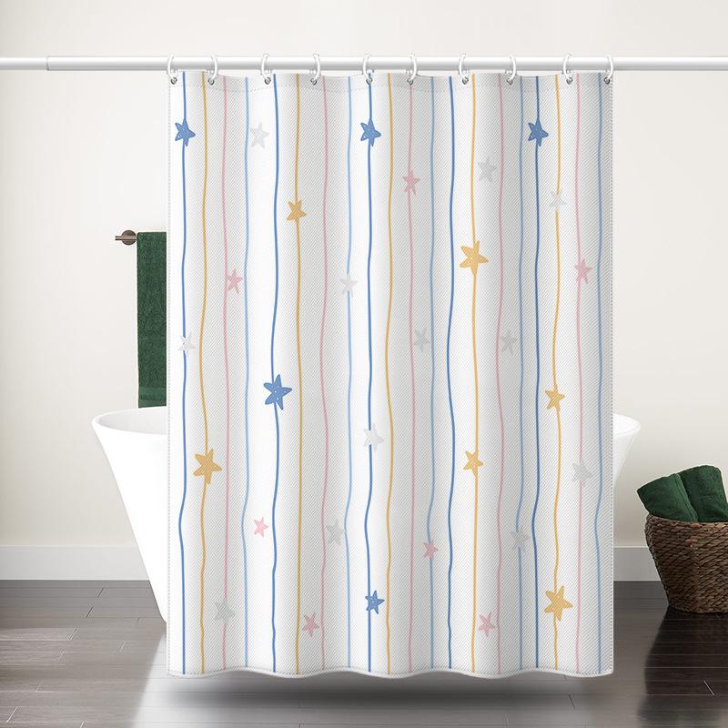 Bathroom Thickened Waterproof Curtain Mildew Proof Shower Curtain Shower Partition Curtain Shower Curtain Bathroom Curtain Free Perforation