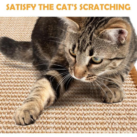 Cat Scratcher Mat,19.68 X 9.84 Inch Sisal Cat Scratching Pad Rug with Hook and Loop Sticky Cat Scratch Wall Mat Protect Carpet Sofa Floor Door