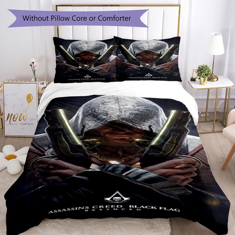 Juego de Ropa de Cama de 3 Piezas Assassin's Creed Cierre de Funda Nórdica Incluye 1 Funda Nórdica y 2 Fundas de Almohada, Suave y Cómodo para Todas las Estaciones.