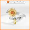 Huitan Creative Flower and Bee Design Opening Rings for Women Statement Adjustable Finger Accessories Fresh Style Jewelry