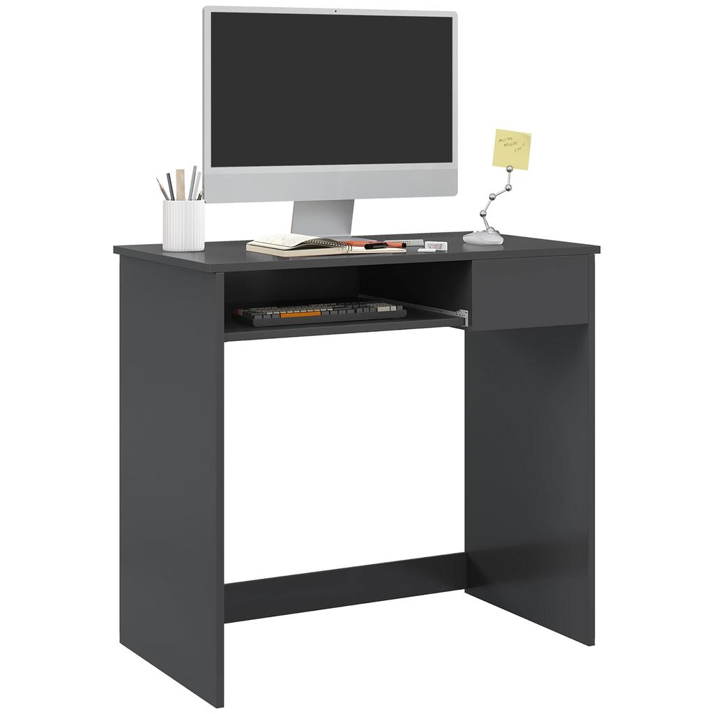 Compact Computer Desk with Keyboard Tray and Drawer, Study Desk, Writing Desk for Home Office, Grey