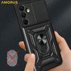 AMORUS For Samsung Galaxy A16 5G/4G Case Kickstand PC+TPU Phone Cover with Camera Lens Slider
