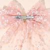 Tulle Large Bow Hair Clip Long Tail Pink Floral Print Elegant Sheer Fabric Hairpin For Women Girl Rustic Accessories Headwear
