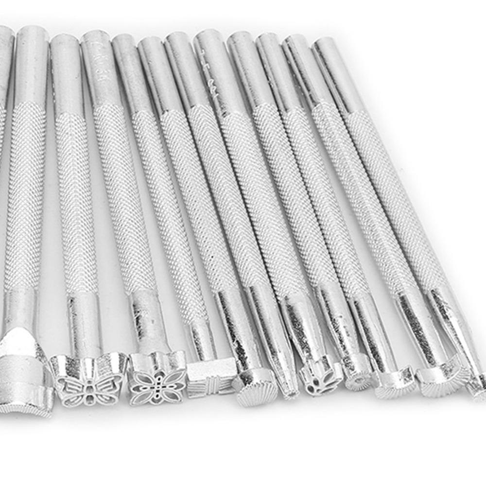 20pcs Silver Finish Leather Stamp Punch Set Punch Tools Carving Stamps Leather Craft Stamps Kit DIY Craft Tool Kit
