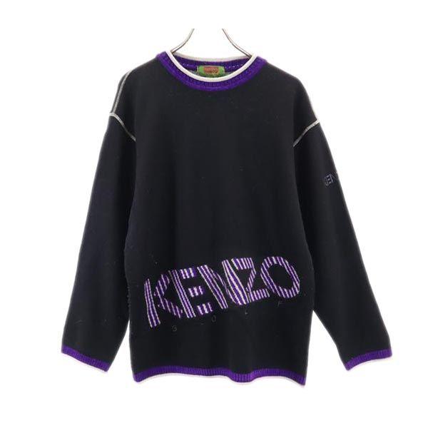KENZO 90s Old Wool Blend golf Long sleeve sweater 2 Black series Men's Used