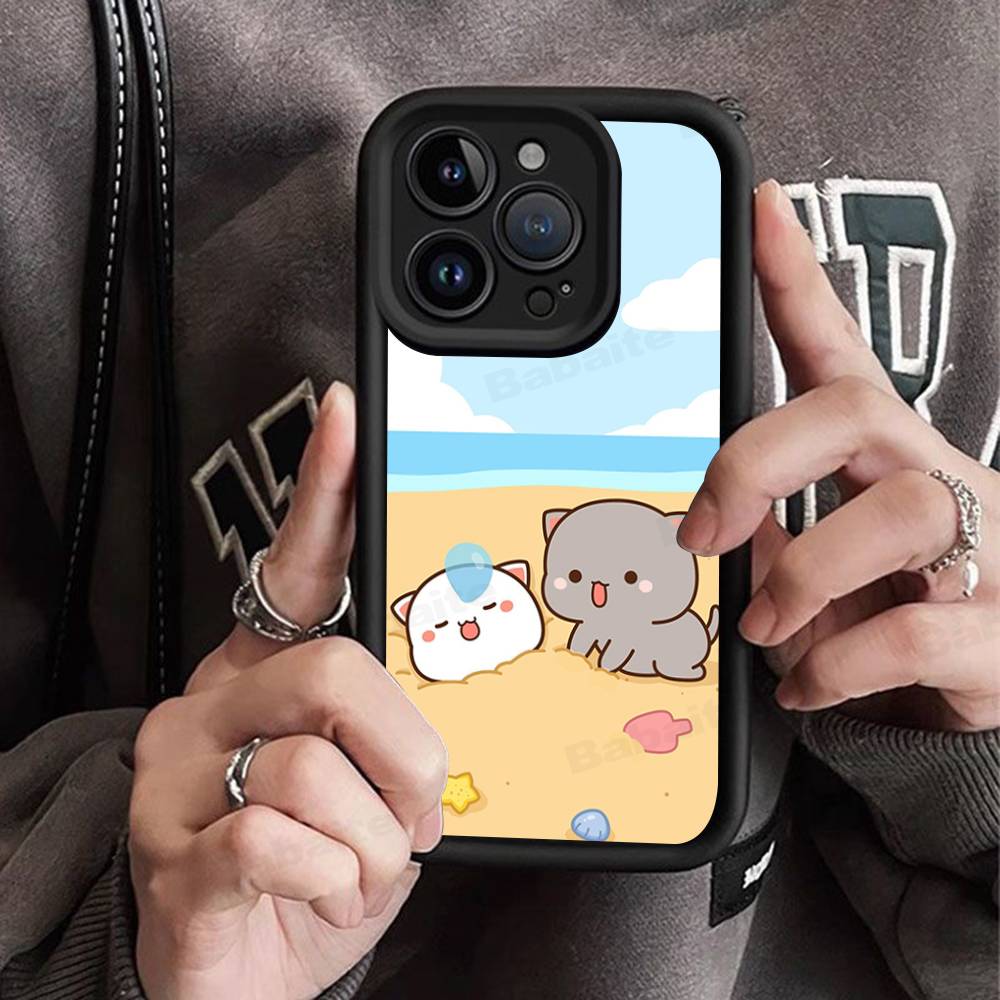 Cartoon Cute Cats Silicone Soft Phone Case For iPhone 17 16 14 13 12 11 15 Pro Max Plus Air Cover