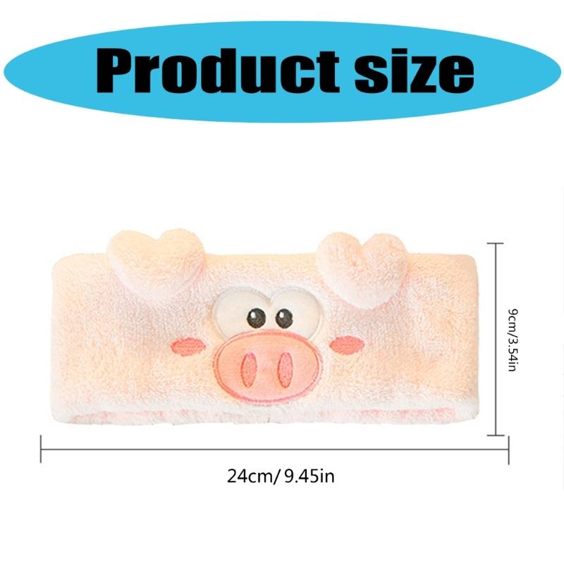 Soft and Absorbent Piggy Heart Headband for Daily Skincare and Makeup Removal Soft Plush Furry Hairband