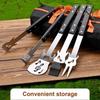 Easy Draining Grilling Tool Set Stainless Steel Barbecue Cutlery Kit  Outdoor Camping
