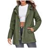 Women Hooded Waterproof Zipper Mid-length Windproof Waterproof Raincoat Jacket