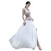 French white hollow slanted shoulder sleeveless dress women's summer high sense seaside vacation temperament slim long skirt