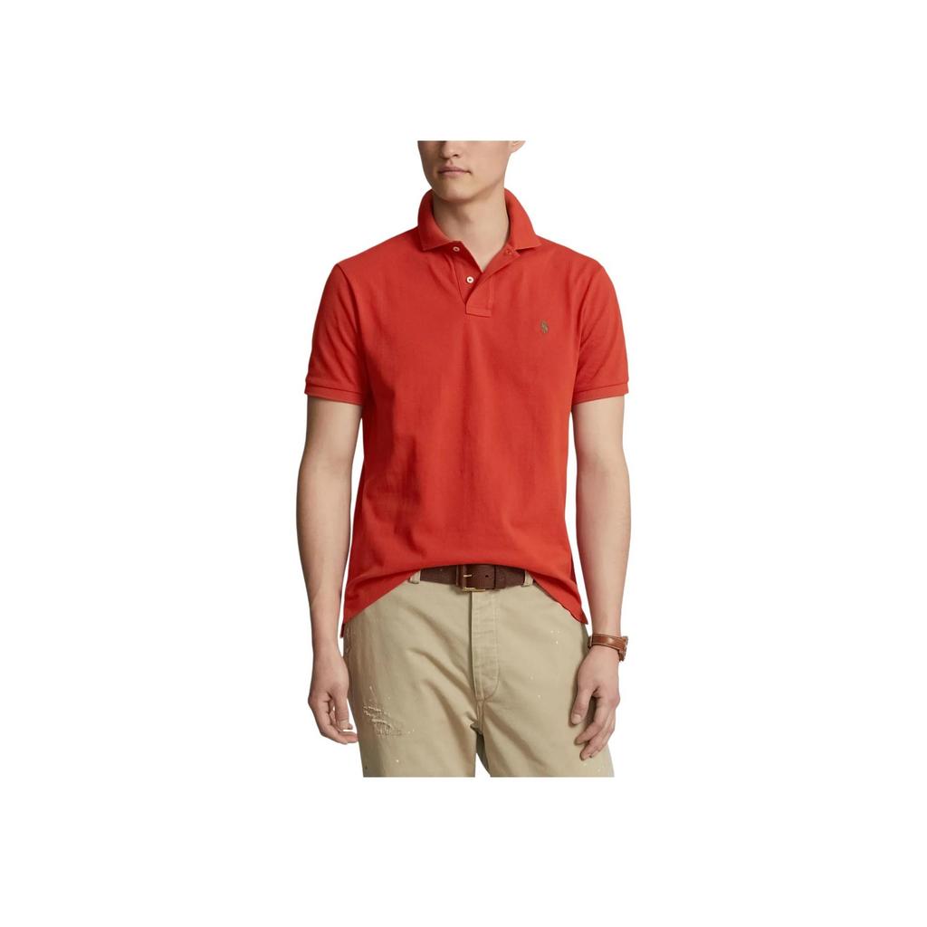 Polo Ralph Lauren Solid Color Polo Collar Short Sleeve Polo Shirt Men Tops Red 710680784334