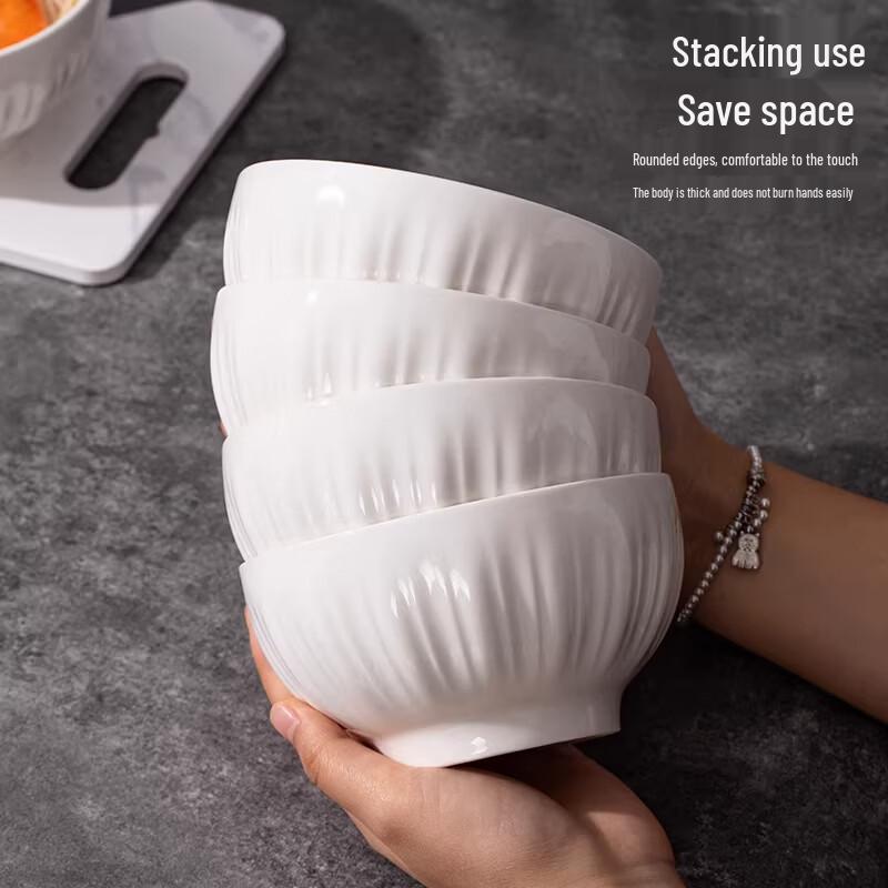

Jieyajie 10-Piece Pure White Ceramic Rice Bowl Set