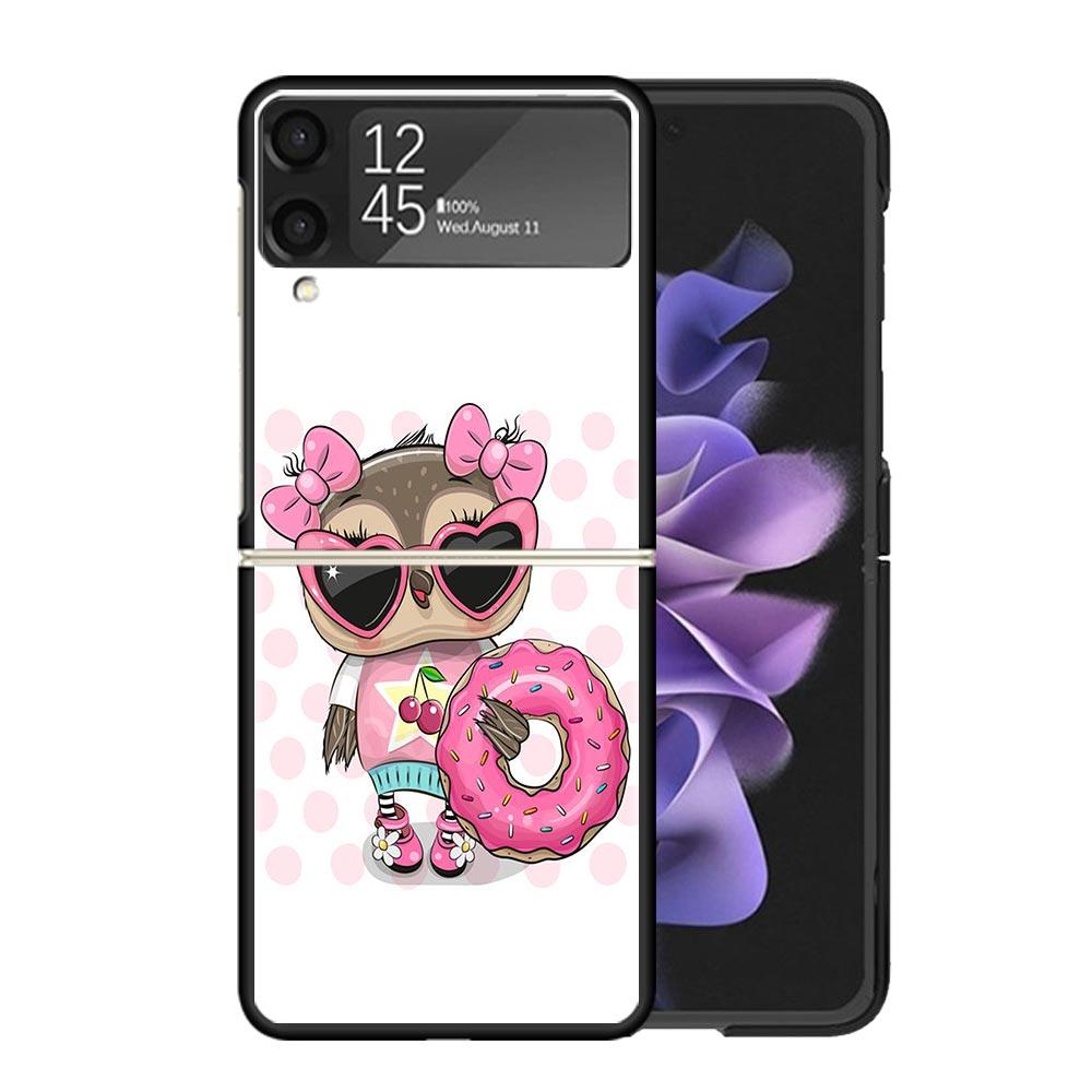 

Cute Owl Hearts Lover Clear Phone Case For Samsung Z Flip 7 6 5 4 3 Galaxy ZFlip7 ZFlip6 ZFlip5 ZFlip4 ZFlip3 5G Print Cover Z F Samsung Z Flip 3