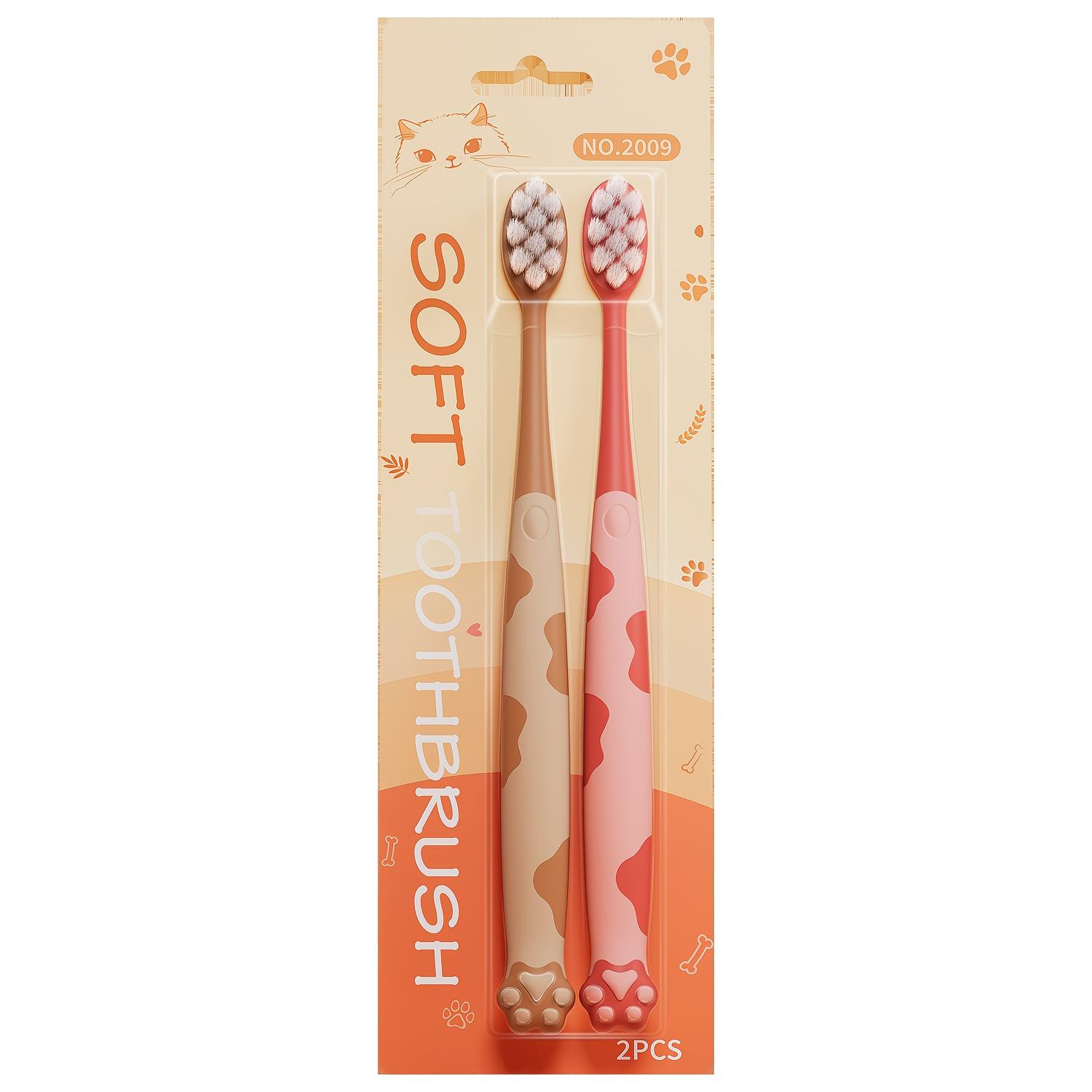 

2-Pack Cute Cat Paw Soft Toothbrush-Gentle Gum Care, Leopard Print Design! Portable Travel Toothbrush, Perfect for Adults, Couples And Families Two cat claw soft toothbrushes