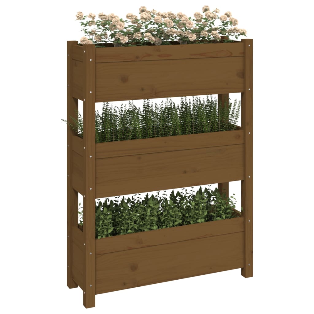 Plant Pot Honey Brown 77 X 25 X 104.5 Cm Solid Pine Wood
