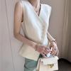 Fashion Diagonal Button Blazer Vest for Women Layered Office Wear Sleeveless Outwear Clothes