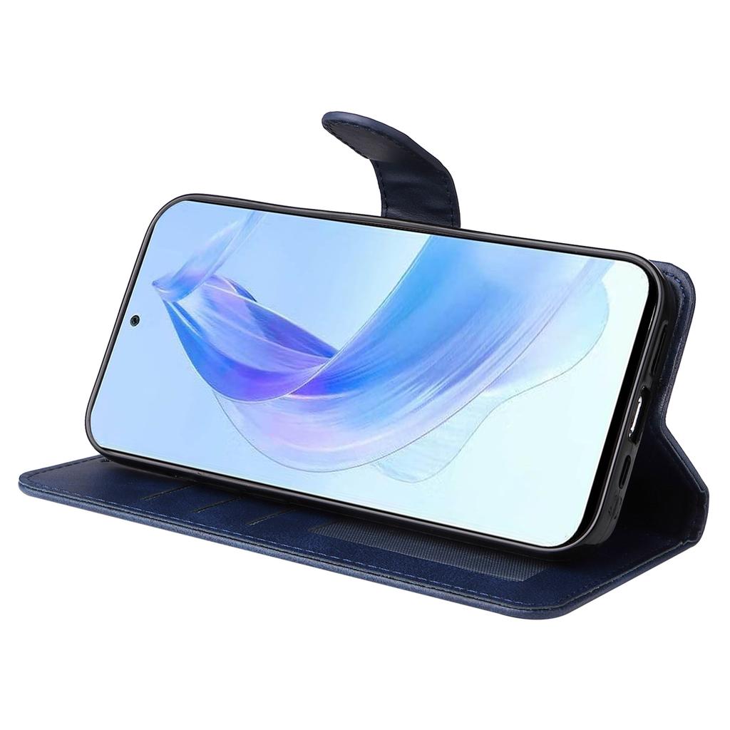 Cell Phone Cover for Honor X50i 5G/90 Lite 5G Calf Texture Anti-scratch PU Leather Wallet Stand Case with Strap