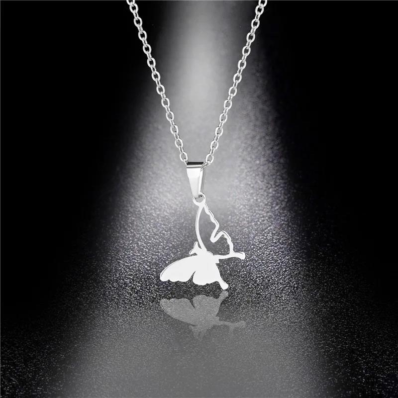 Bear Necklace Stainless Steel Jewelry Fashion Jewelry Fine Silver Color for Women Girls and Valentine Birthday Party Gift Super