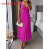 Elegant Summer Sleeveless Vneck Pleated Backless Maxi Dress For Women