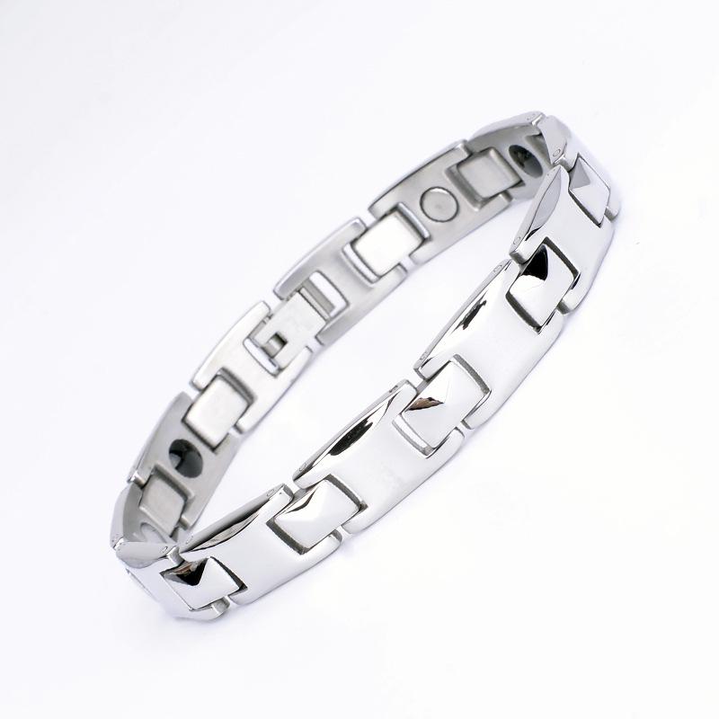 Stainless Steel Pyramid Magnetic Bracelet with Rhinestones – Colorfast Light Luxury Jewelry