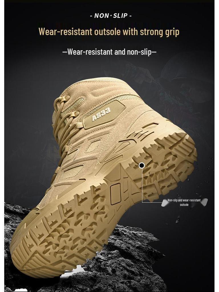 Men's Plus Size Outdoor Tactical Combat Boots - Wear-Resistant Military Hiking & Mountaineering Footwear