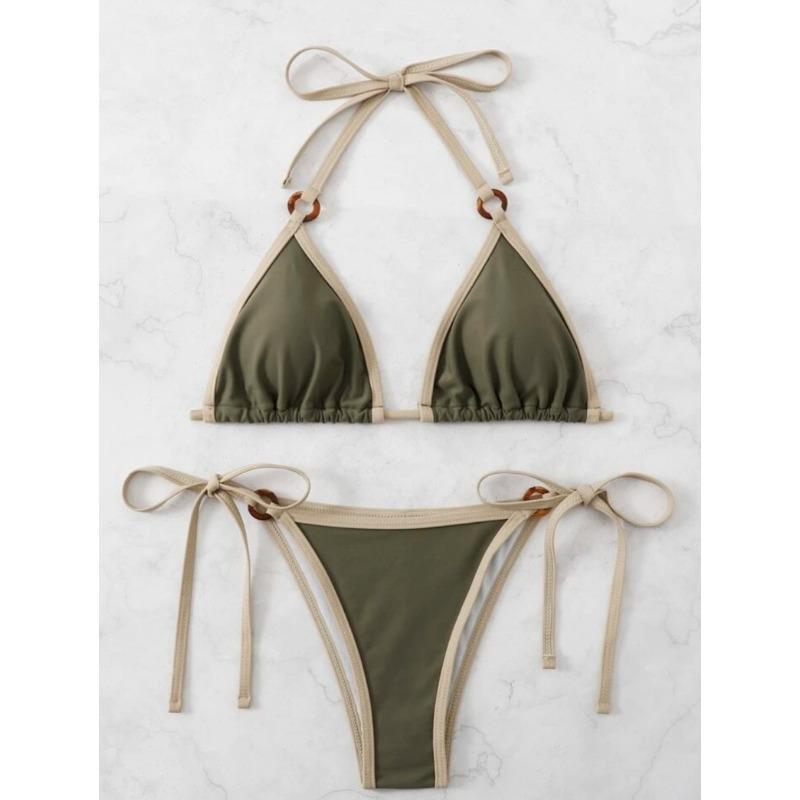 New sexy solid color split bikini suspender women's swimsuit fashion