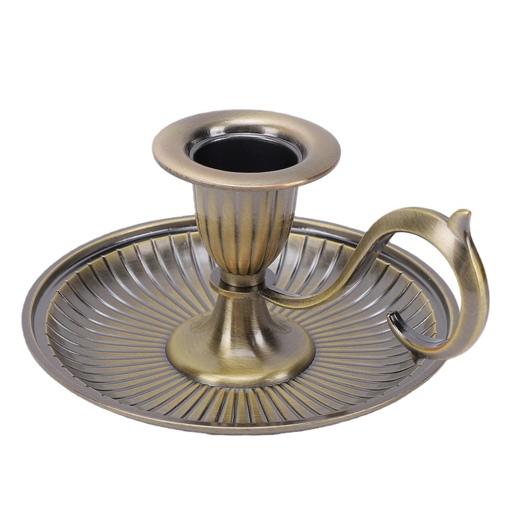 Vintage Candle Holder Retro Bronze Handheld Candlestick Zinc Alloy for Table Decor Home   Decoration
