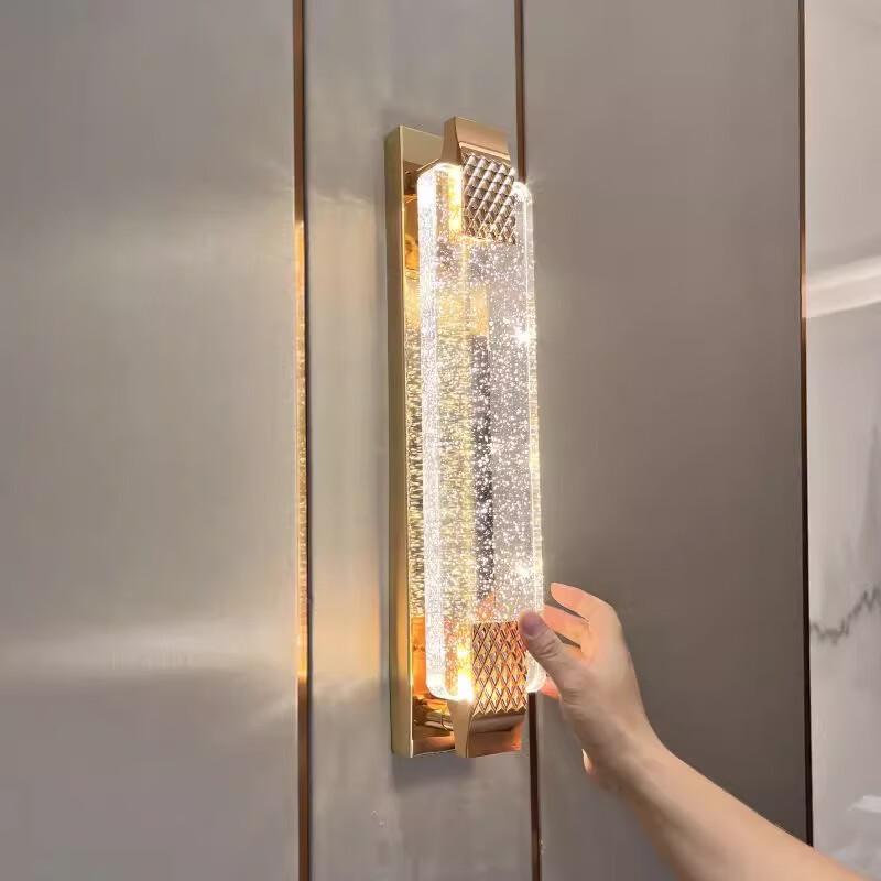 UOSU Large Gold Crystal Wall Sconce, 3-Color Light