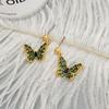 Simple Fairy Beauty Green Butterfly Hollow Earrings Design Light Luxury Stud Earrings