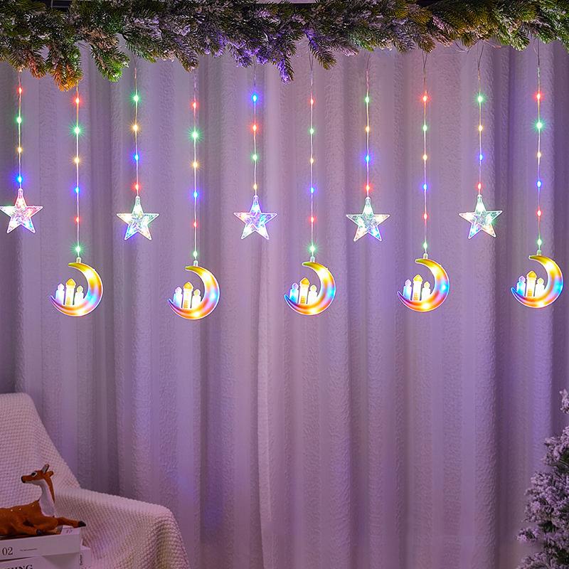 3M 95 Leds Star Moon Led Curtain String Light Ramadan Garland Light EID Mubarak Decor Lights For Home Islam Muslim Party WBL