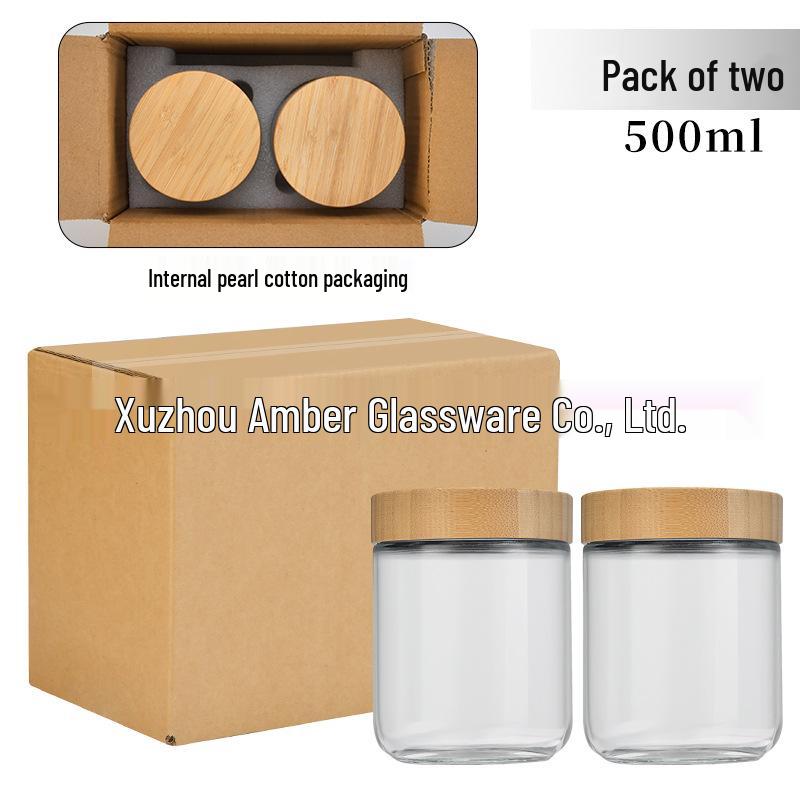 Large Glass Storage Jar with Bamboo Lid, Cereal & Yogurt Container, Sealed Oatmeal Cup