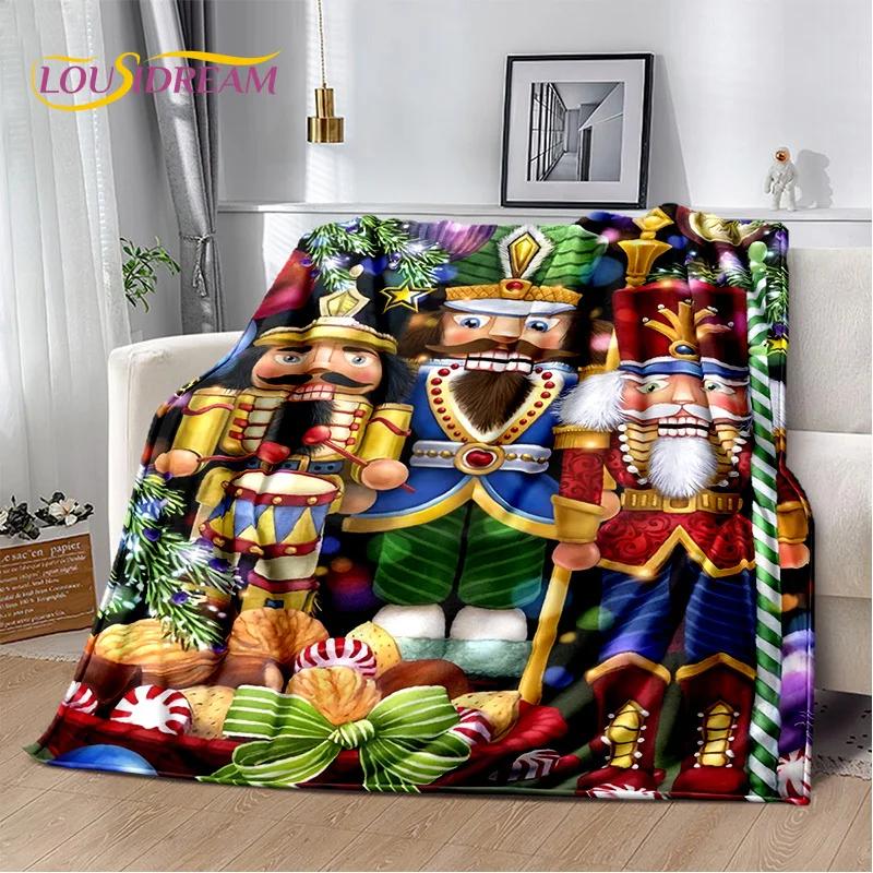 Nutcracker Christmas Tree Cartoon Fairy Tales Blanket,Soft Throw Blanket for Home Bedroom Bed Sofa Picnic Travel Cover Girl Gift