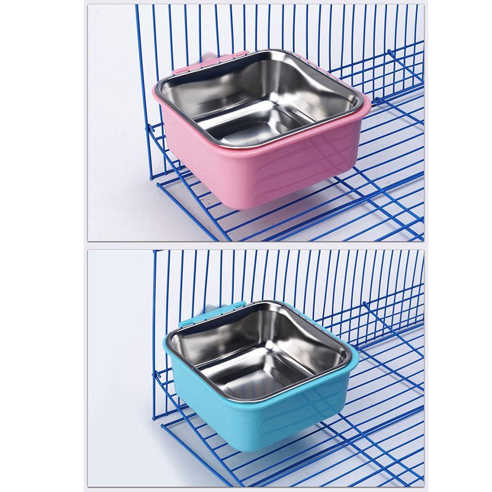 Steady Stainless Steel Cat Bowl Anti Rollover Hangable Pets Food Dispenser Cage Accessories Cat Food Basins Hedgehog