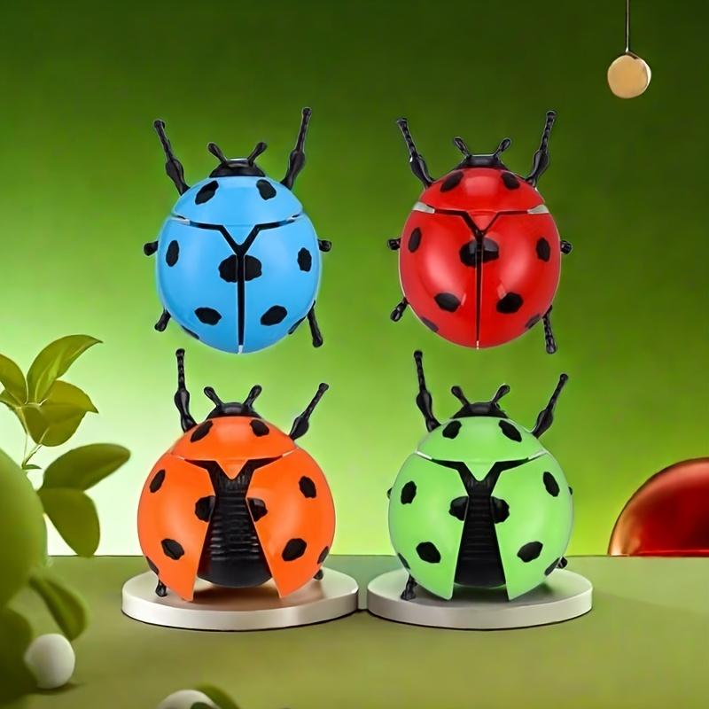 4pcs Wind Up Mechanical Beetle Toys Relax Prank Props In Orange, Red, Green, Blue Plastic Simulation Insect Models for Fun and Novelty