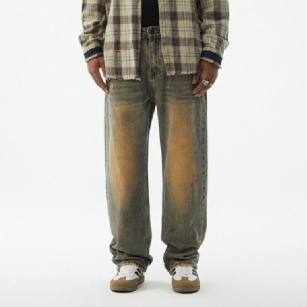 

Мужские ретро свободные зауженные прямые брюки Мужские вареные широкие брюки 38