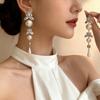 Elegante Glänzende Zirkon-Tropfenohrringe Damen Perlen-Wassertropfen-Blumen-Hängeohrringe Mode Exquisiter Bankett Schmuck Zubehör