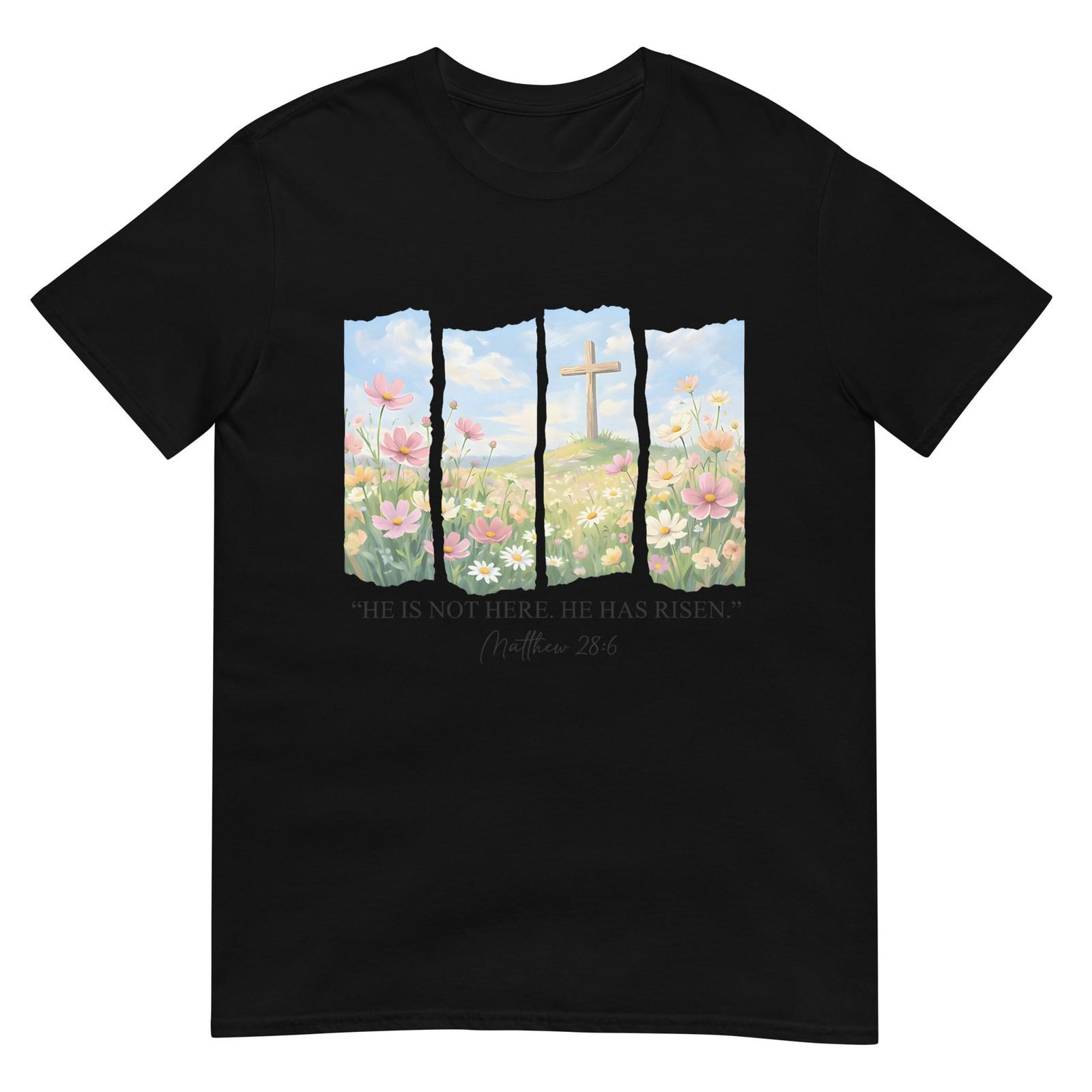 He is Risen Christian Wildflower Happy Easter Women Girls T-Shirt XXL