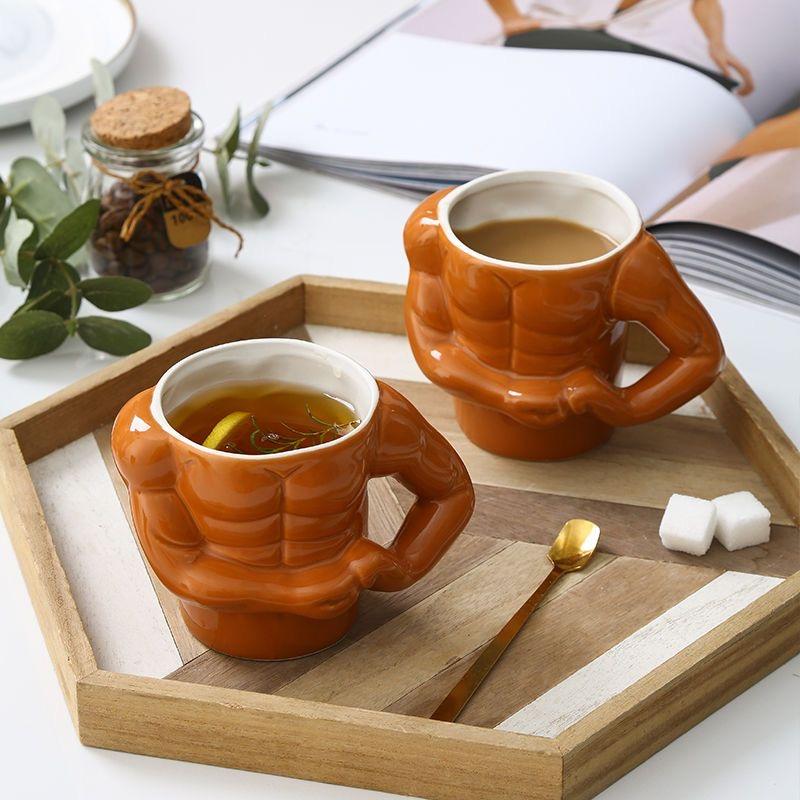Ceramic Coffee Cup – Cute Belly and Muscle Man Mugs – Fun Home Decoration