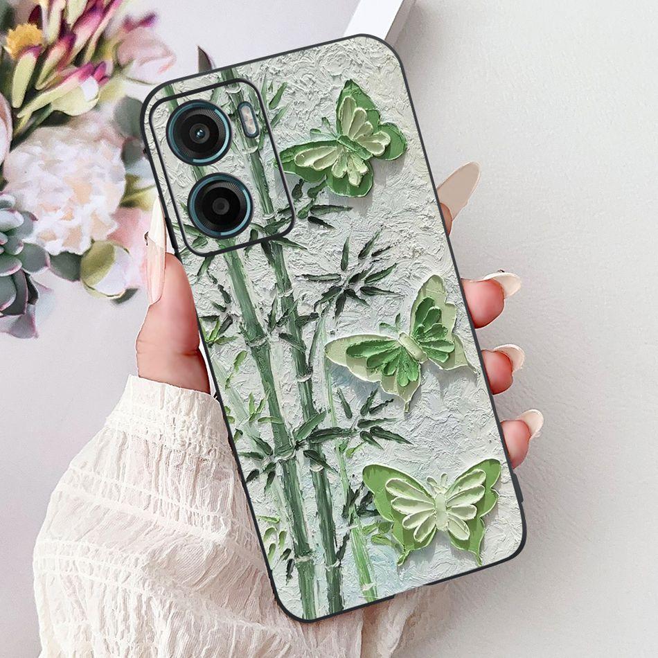 For Motorola Moto G05 G15 E15 2024 Floral Butterfly Phone Case For MOTO G05 G15 E15 4G Black Silicone Soft Lightweight Case