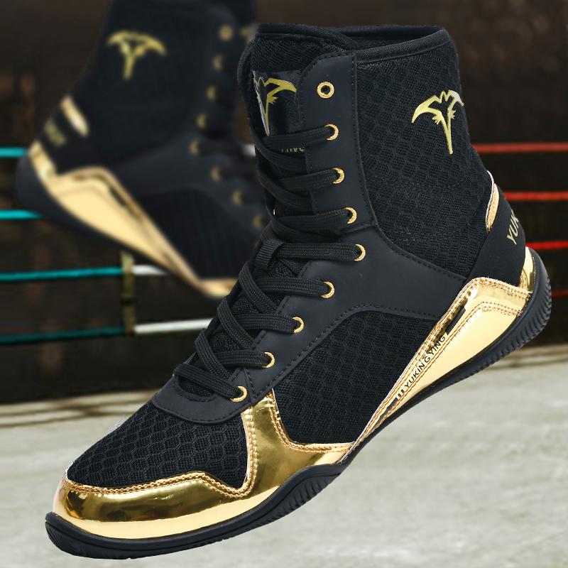Men Non-Slip Boxing Shoes Comfortable Original Wrestling Shoes Top Quality Equipment High Ankle Training Breathable Outdoor