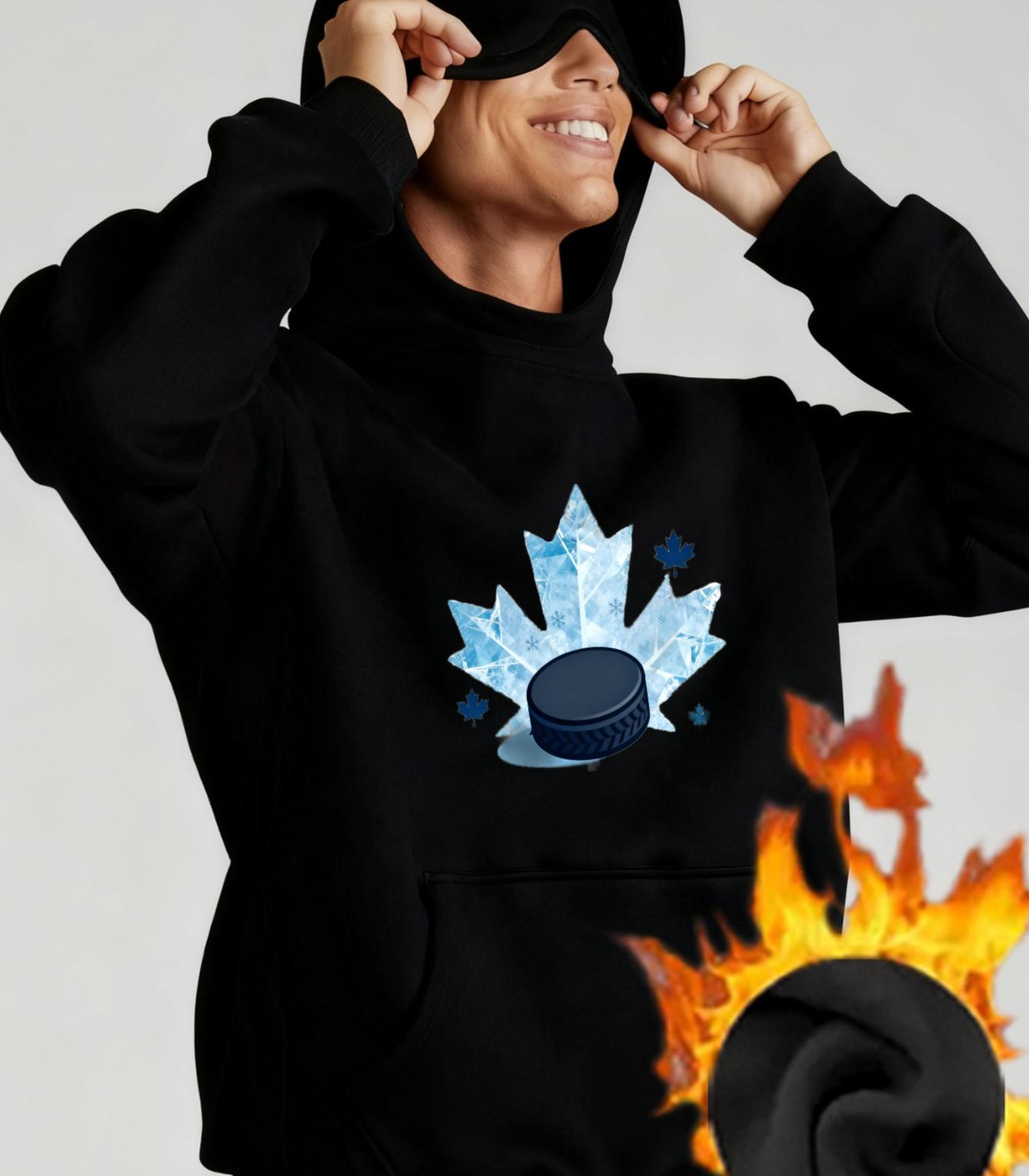 

Толстовка с капюшоном Canada Hockey с маской для глаз для мужчин, стильная XXL чёрный